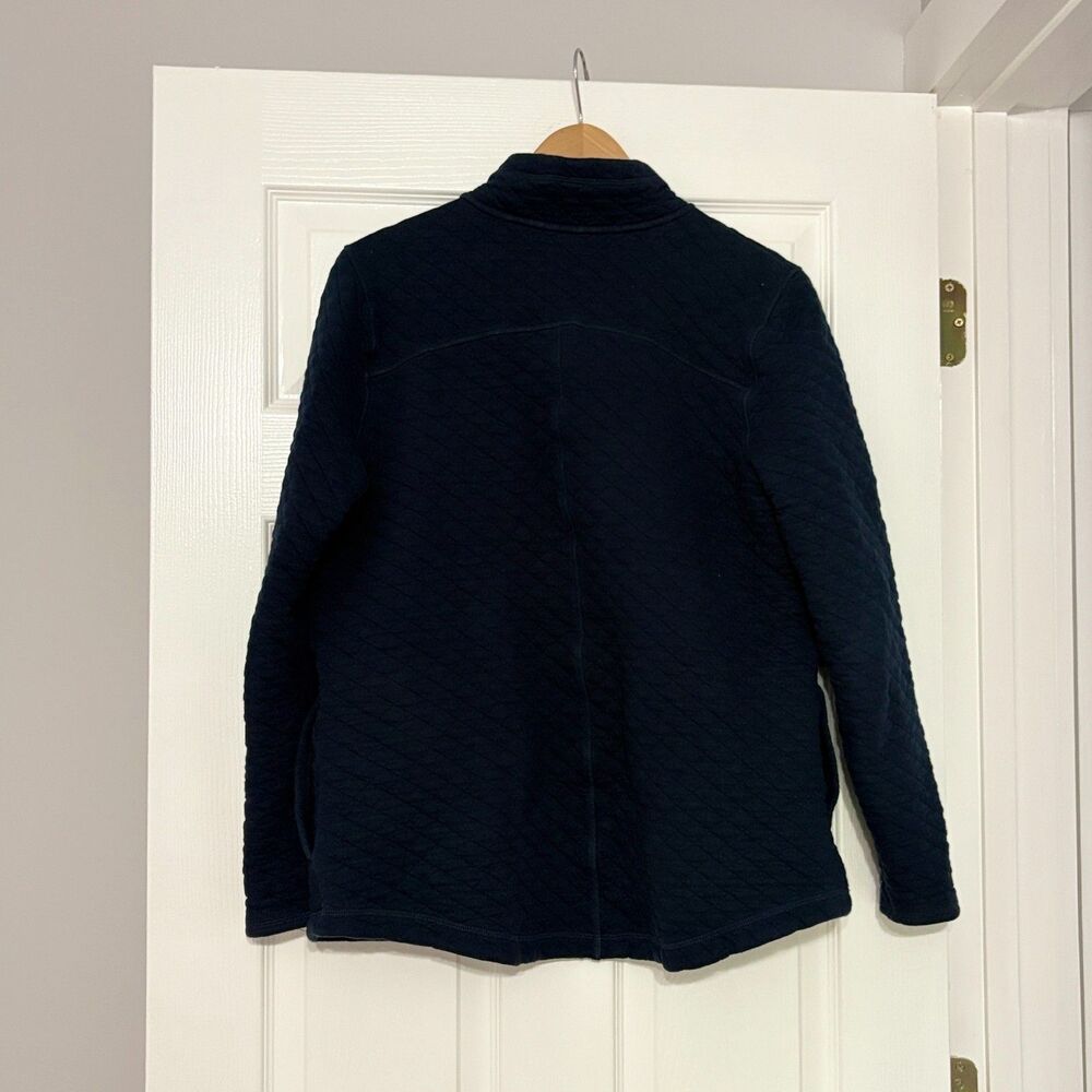 Duluth Trading Quilted 1/4 Snap Sweatshirt Womens L Navy Blue Pullover Pockets - Picture 3 of 5